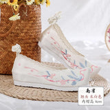Hanfu shoes, embroidered shoes, women's antiquity shoes, heightened Chinese elements, ancient bow