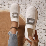 Flying Breathable Single Shoes Women Low Help Women Low Help Buckle Drill Foot Board Shoes