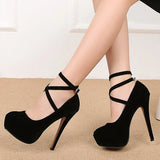 High Heel Shoes on Platform Casual Blue Black Red Women Stilettos Dance Evening Party Pumps Large Size 44
