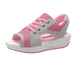 Breakj Women Plus Size Summer New Fish Mouth Flying Weave Casual Sports Sandals Lace Up Female Beach Shoes