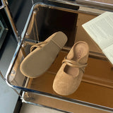 Breakj Bottom Bag Head Half Slippers Women Wear 2025 New Spring Flat Bottom Lazy One Foot Half To Birken