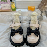 Lolita shoes sweet bow thick heel platform shoes elegant Mary Jane Japanese JK uniform high heels college girls women's