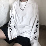 Retro Letter Print Women T Shirts Loose Harajuku Style Student Tees Autumn Wild Solid Cotton Tops Fashion