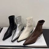 Breakj Small Bare Boots Brown Pointed Short Boots Women's Shoes 2025 New Fashion With Thick And Thin