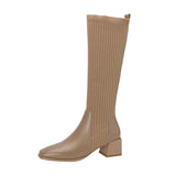 Breakj Knitted Wool Elastic Lean Long Boots Woman But Knee-High Thick And Socks Boots Spring And Autumn