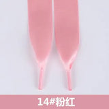 Lace Ribbon Candy Color Double Face Smooth Bud Silk Wide Flat Shoelaces 30