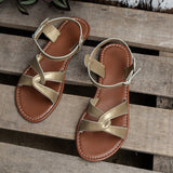 Breakj Sandals Women 2023 Summer Round Head Solid Color One-Line Soft Bottom Comfortable Large Size