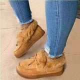 New Winter Ankle Boots Cow Suede Leather Snow Boots Plush Natural Fur Warm Slip-on Ladies Shoes Flats Plus Size
