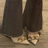 Breakj Heels High-Heeled Shoes 2025 Spring And Autumn New Pointed Women's Singles Shoes Shallow Female Shoes Chain Sexy High