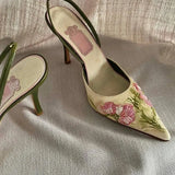 Pointed Thin Heels 2023 New Summer Chinese Style Shallow Hollow Out Single Shoes Women's Head