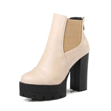 Breakj High Heel Plus Size Waterproof Martens Fall Winter Women's Boots Back Zip