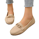 Breakj And Autumn New Bean Shoes Women's Version Of The Round Head Low Metal Chain Casual Mother Singles Women For A Long