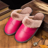 Anti-slip Warm Household Slipper Men Leather Slippers In Autumn And Winter Plus Size For 45 Couples Cotton