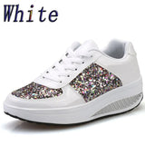 Ladies Wedges Sneakers Sequins Shake Shoes Fashion Girls Sport Shoes Women Sneakers Woman Sneakers Shoes 2019 White
