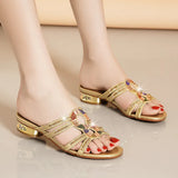 Women's Slippers In Summer Wear Crystal Diamond Sandals, Women's Sandals, Thick Heels, Bohemian Slippers, Full Of