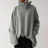 Women's Autumn Sweatshirts ZANZEA 2022 Stylish Turtleneck Hoodies Long Sleeve Pullovers Female Casual Stiching Solid