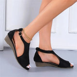 Open Toe Wedges Sandals Woman 2022 Summer Shoes Woman Fashion Gladiator Sandals Buckle Strap Wedges Shoes Casual Solid