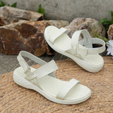 Breakj Summer New Casual Sandals Women Comfortable Flat Fish Mouth Manchcro Plus Size