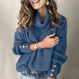 Solid turtleneck Knitted Sweater Female winter warm Loose Knitwear Lady Autumn Casual loose long sleeve pullovers Tops