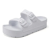 Sandals Women 2022 Summer Thick Bottom Flat Platform Candy Color Two Buckle Mule Slippers Plastic