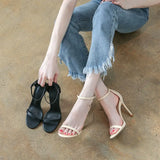 Women Sandals Shoes High Heels Leather Peep Toes Buckle Strap Woman Party 2021 Spring Summer Fashion New Arrival Size