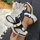 Breakj Slope And Thick-Bottom Metal Buckle Rivet One-Word Sandals 2025 Summer Beach Women's