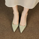 Breakj Spring And Summer New Splicing Brown Light Mouth Single Shoes Female French Pointed Female Thin Heel Simple Temperament High
