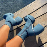 Breakj High-Tight Plus-Size Fashion Boots Women Autumn Coarse And Waterproof Table Frosted Skinny Leg
