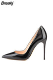 Black High Heels Shoes Woman Pumps 12cm Tacones Pointed Toe Stilettos Talon Femme Sexy Wedding Shoes QKOU003