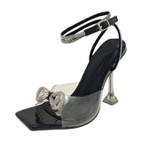 Summer New Crystal And Diamond Bow Transparent Women's Sandals Super High Catwalk High
