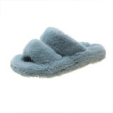 Women Slippers Faux Fur Home Cozy Furry Slides Comfortable Open Toe Designer Fluffy Black Plush Warm House Women