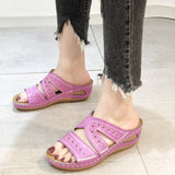 Cool Slippers Female Slope Heel Fish Mouth Thick Size Shoes Multi-Color Embroidered Cool Drag