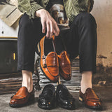 Breakj British Small Leather Shoes Men's Korean Version Dou Dou Pedal Set Leather Shoes Pointed Casual Shoes Taobao