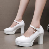 Breakj 6Cm Silver Heeled Show Shoes Thick-Singing Leather Shoes Thick-Soled Model Single-Shoe Large-Size Working