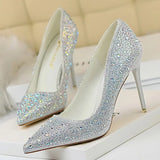Shoes Rhinestone Woman Pumps Fashion Wedding Shoes Women Basic Pump Stiletto Heels 10cm 7cm Heeled Shoes High