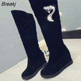 Size Women's Boots 40-43 Size Extra Large Size Rope Braided Frosted Inner Increase Tassel High Boots Fashion Female