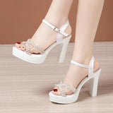 Thick-Heeled, Open-Toed Water-Drilled Sandals Women's 2023 Summer New Thick-Soled Waterproof Platform With Large-Size