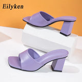 2022 New Women Slipper Summer Outdoor Sandal Square High Heel Slip On Flip Flop Elegant Women Slides Sandal size 41