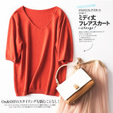 Sweater 2020 New Female V-neck Short-sleeved Knitted Pullover Jumper Pull Femme Clothes Loose Designer