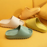 and Women Slippers Summer Thicken Solid Color Home Indoor Shoes Eva Non-slip Beach Slides Bathroom Shoes Shower