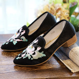 Breakj Grain Bottom Square With Muller Single Shoes Lotus Embroidered Cloth Shoes Bright Silk Cloth Fashion A Foot Pedal Women's