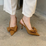 2022 Summer Brand Women Slingback Sandals Shoes Fashion Bow-knot Pointed Toe Slip on Ladies Elegant Dress Pumps