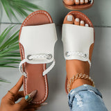 Breakj 2025 Summer New Slippers Women Solid Color Weaving Simple Daily Beach