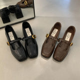 Breakj Retro Square Head Thick Heel Single Shoes Female 2024 Spring And Autumn New Korean Version Of Fairy High Heels Mary Jane Small Leather