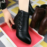 Breakj Fall And Winter New Pointed Side Zipper With Thick Heel Short Tube Large Size Fashion Women's
