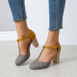 Breakj New 35-43 Fashion Large Size Summer Breathable Hollow High Thick Heel Sandals Popular Women's
