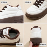 Breakj Shoes Ins Korean Version 2024 New Winter Plus Velvet Board Shoes Female Students Keep Warm Versatile Casual Board Shoes