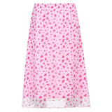 Floral Print Pink High Waist Midi Skirt Patchwork Mesh A Line Short Skirts Womens Summer Casual Kawaii