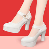 Thick-Heeled Cheongsam Catwalk High-Heeled Women's Thick-Soled Waterproof Platform Model Performance Shoes Working Women's