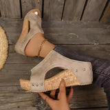 Breakj Slope And Fish Mouth Cool Slippers Women Summer New Rivet Pine Cake Thick Bottom High Heel